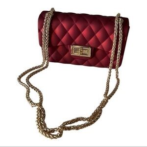 Women Mini Quilted Red Jelly Crossbody Clutch Bag